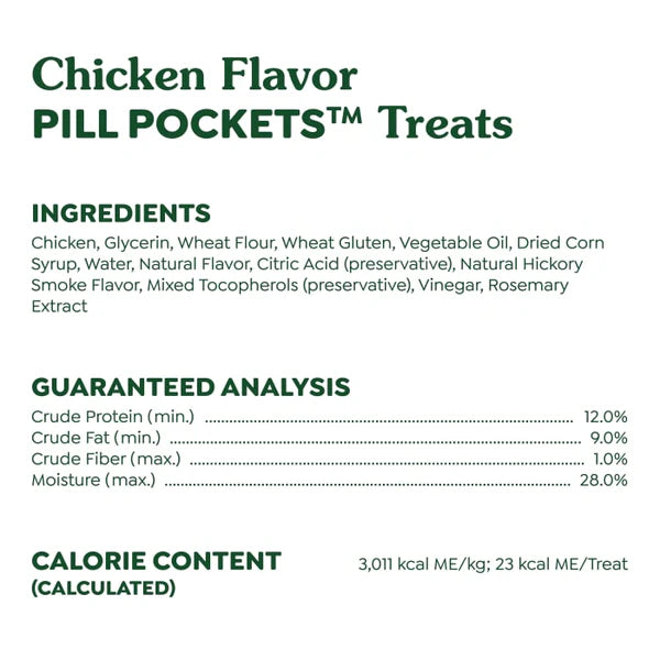 Greenies Pill Pockets Canine Real Chicken Flavor Dog Treats Capsule Size, 30 Count