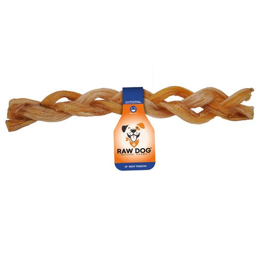 Raw Dog Braided Beef Tendons, 10"