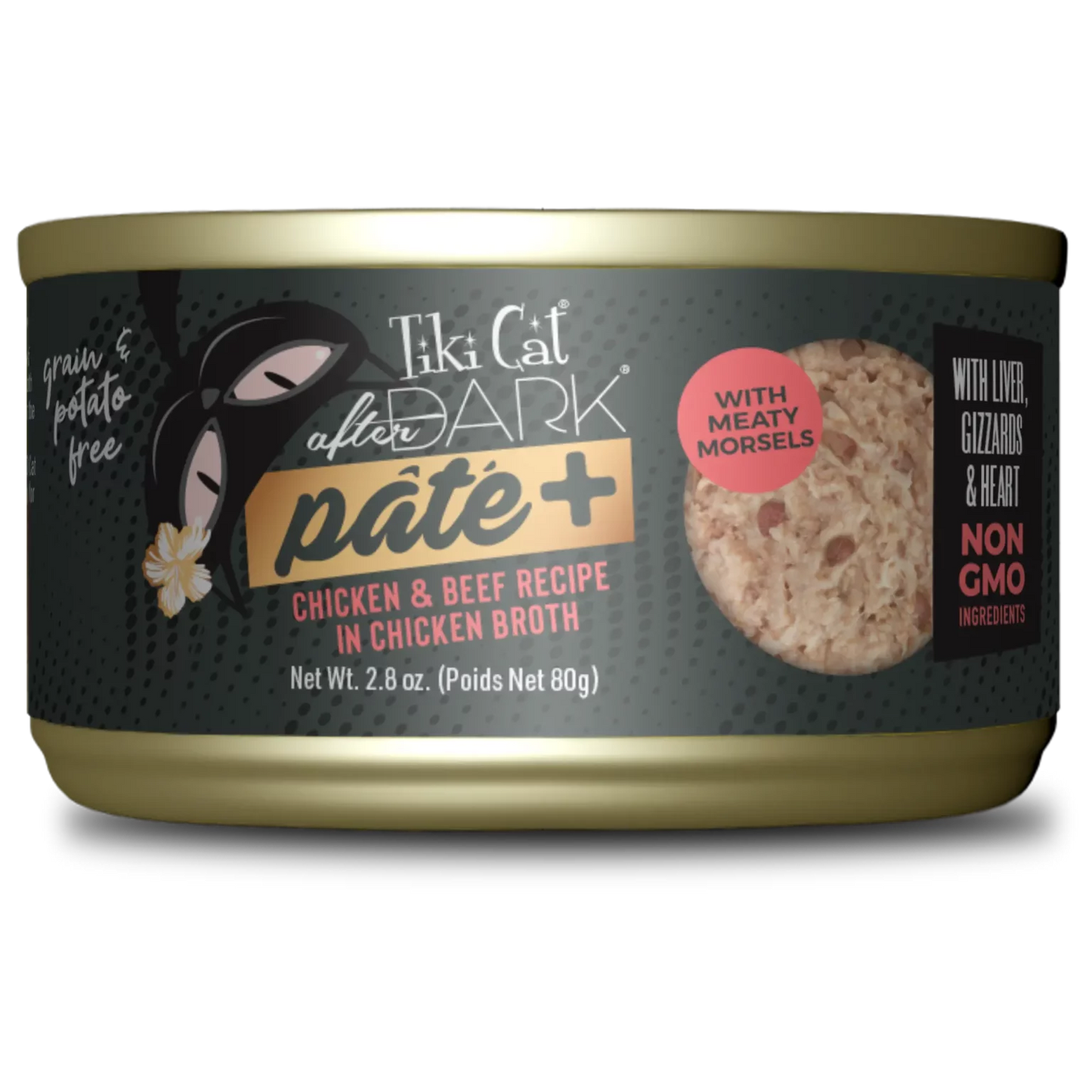 Tiki Cat After Dark Pate Chicken & Beef Recipe in Chicken Broth