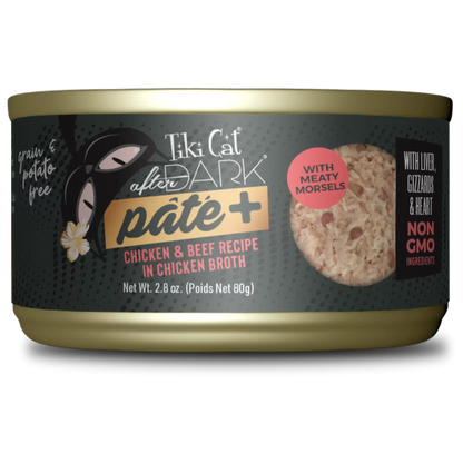 Tiki Cat After Dark Pate Chicken & Beef Recipe in Chicken Broth