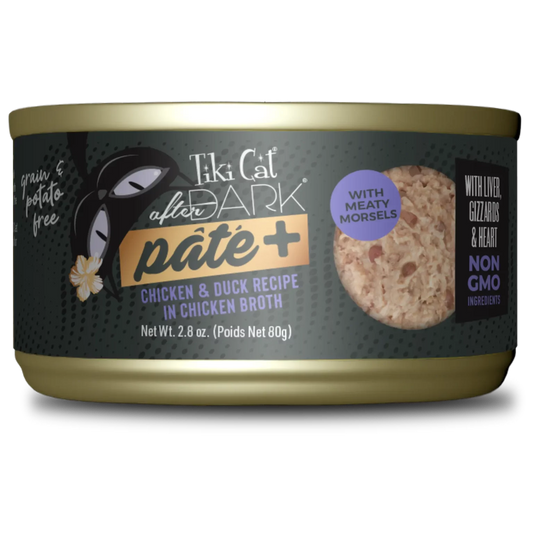 Tiki Cat After Dark Pate Chicken & Duck Recipe in Chicken Broth