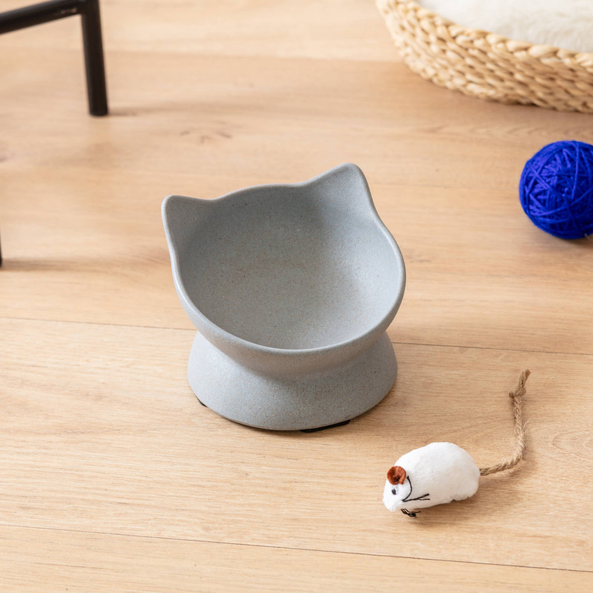 Archie Bamboo Tilt Cat Bowl: Stone Grey