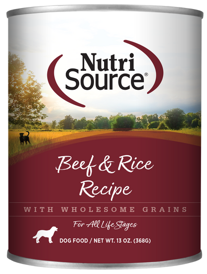 NutriSource Beef & Rice Recipe Canned Dog Food 13 oz