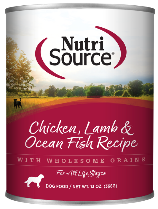 NutriSource Chicken, Lamb & Ocean Fish Recipe Canned Dog Food 13 oz