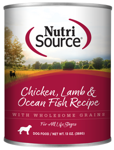 NutriSource Chicken, Lamb & Ocean Fish Recipe Canned Dog Food 13 oz