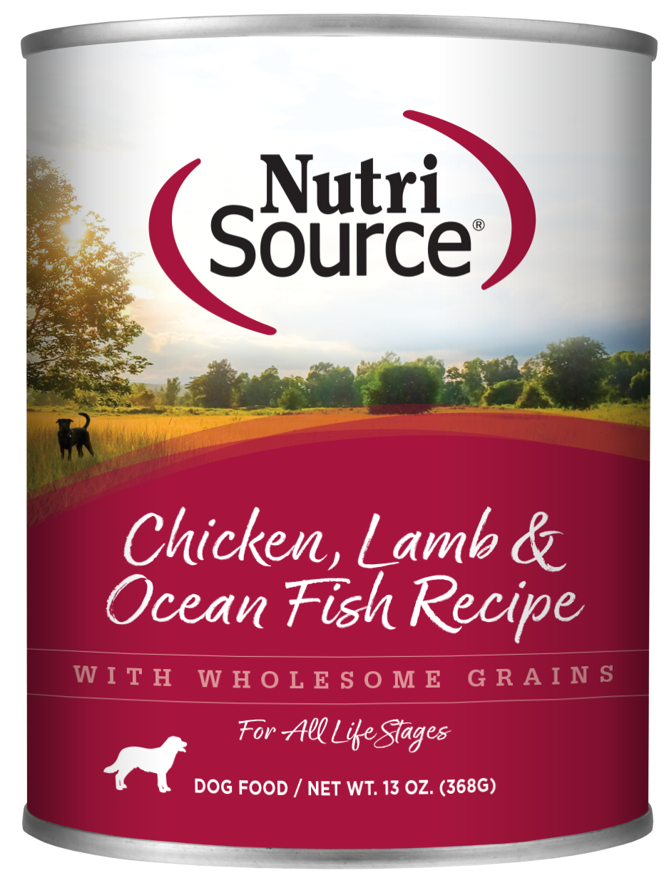 NutriSource Chicken, Lamb & Ocean Fish Recipe Canned Dog Food 13 oz