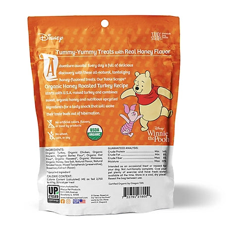 Disney Table Scraps Winnie the Pooh Organic Honey Roasted Turkey Recipe Jerky Dog Treats 5 oz. Bag