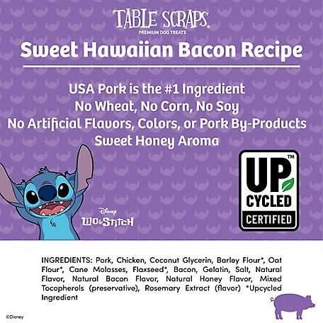 Disney Table Scraps Lilo & Stitch Sweet Hawaiian Bacon Recipe Jerky Dog Treats 5 oz. Bag