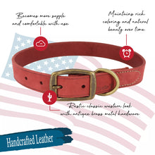 Load image into Gallery viewer, Circle T Rustic Leather Town Dog Collar, Brick Red
