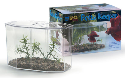 Lee's Betta Keeper Large w/Lid, Gravel and Plant