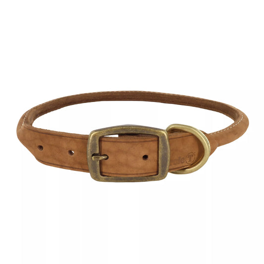 Circle T Rustic Leather Round Dog Collar, Chocolate