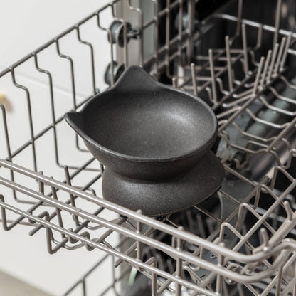Archie Bamboo Tilt Cat Bowl: Stone Grey