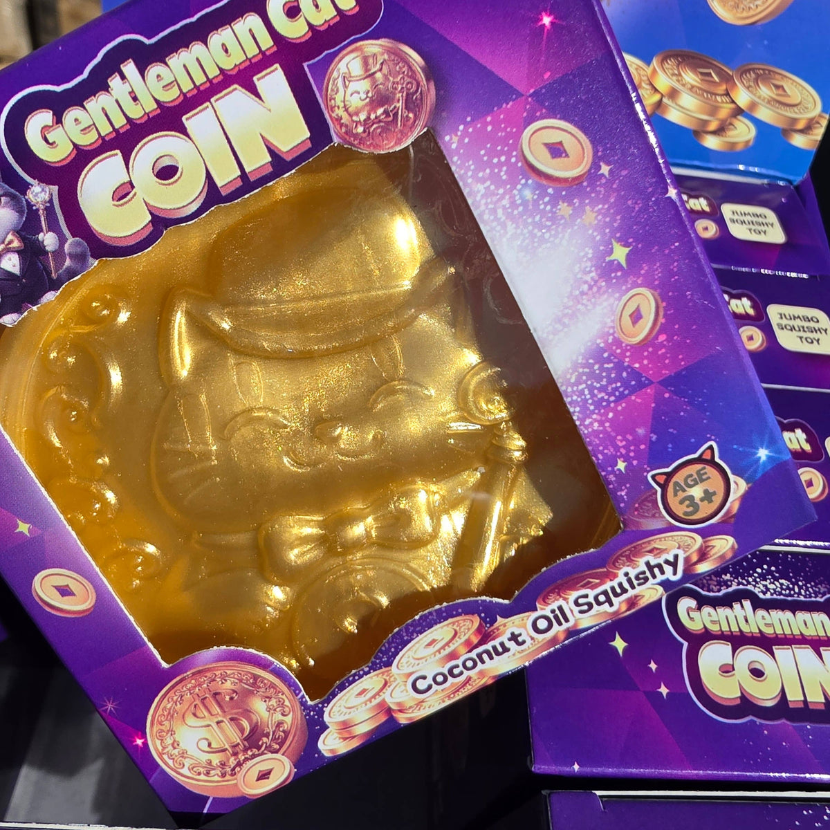 Gentleman Cat Gold Coin Squeeze Toy – Coconut Oil Filled