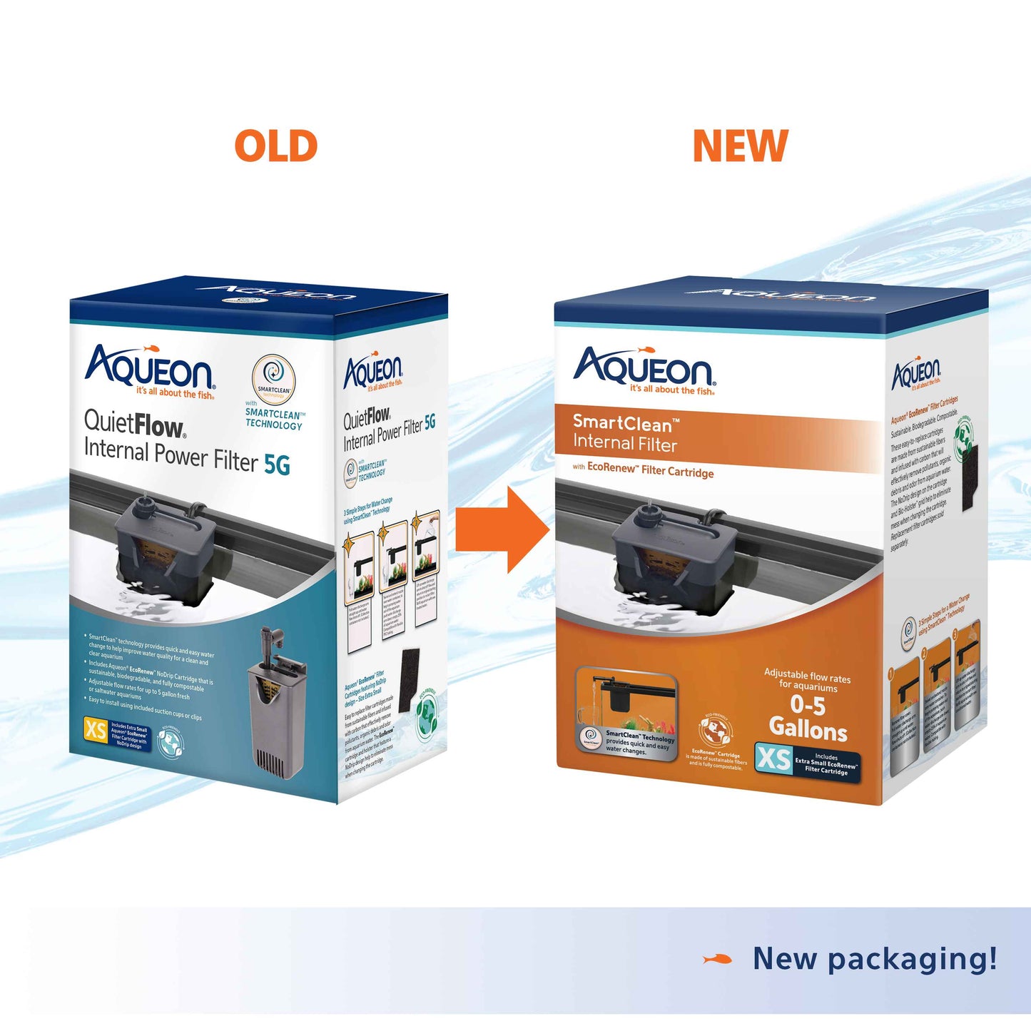 Aqueon QuietFlow SmartClean Internal Aquarium Filter, X-Small