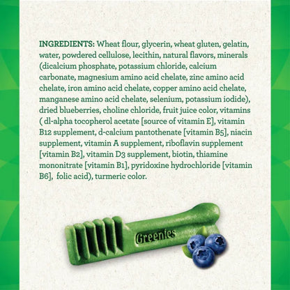 Greenies Bursting Blueberry Regular Dental Dog Treats, 12 Count