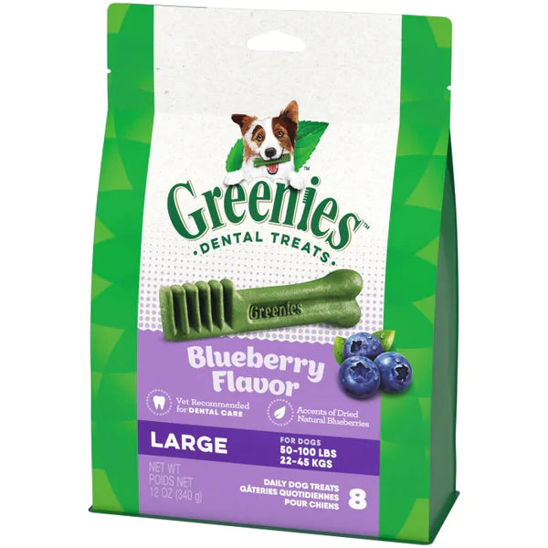 Greenies Bursting Blueberry Large Dental Dog Treats, 8 count