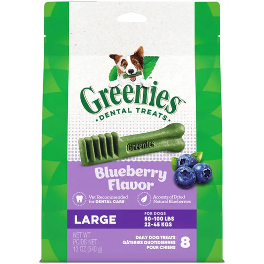 Greenies Bursting Blueberry Large Dental Dog Treats, 8 count