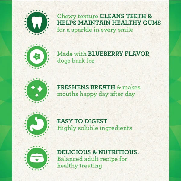 Greenies Bursting Blueberry Regular Dental Dog Treats, 12 Count