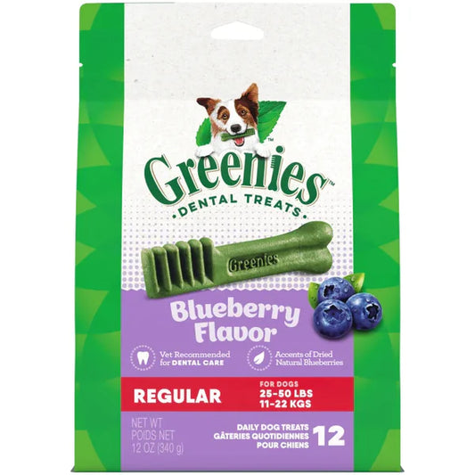 Greenies Bursting Blueberry Regular Dental Dog Treats, 12 Count