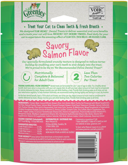 Greenies Feline Savory Salmon Flavor Adult Dental Cat Treats