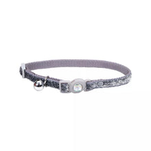 Load image into Gallery viewer, Safe Cat Jeweled Buckle Adjustable Breakaway Cat Collar with Glitter Overlay, Silver
