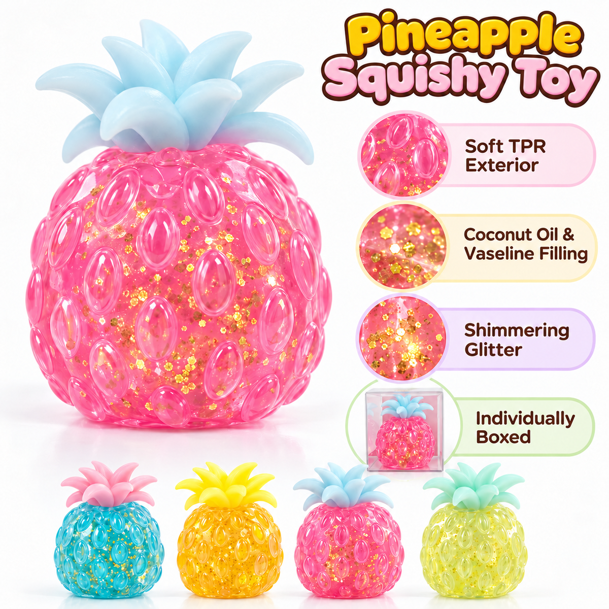 Pineapple Squeeze Toy – Vaseline Coconut Oil Filled Glitter