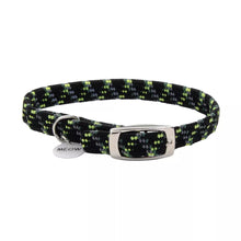 Load image into Gallery viewer, ElastaCat Reflective Safety Stretch Collar with Reflective Charm, Black with Green
