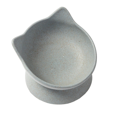 Archie Bamboo Tilt Cat Bowl: Stone Grey