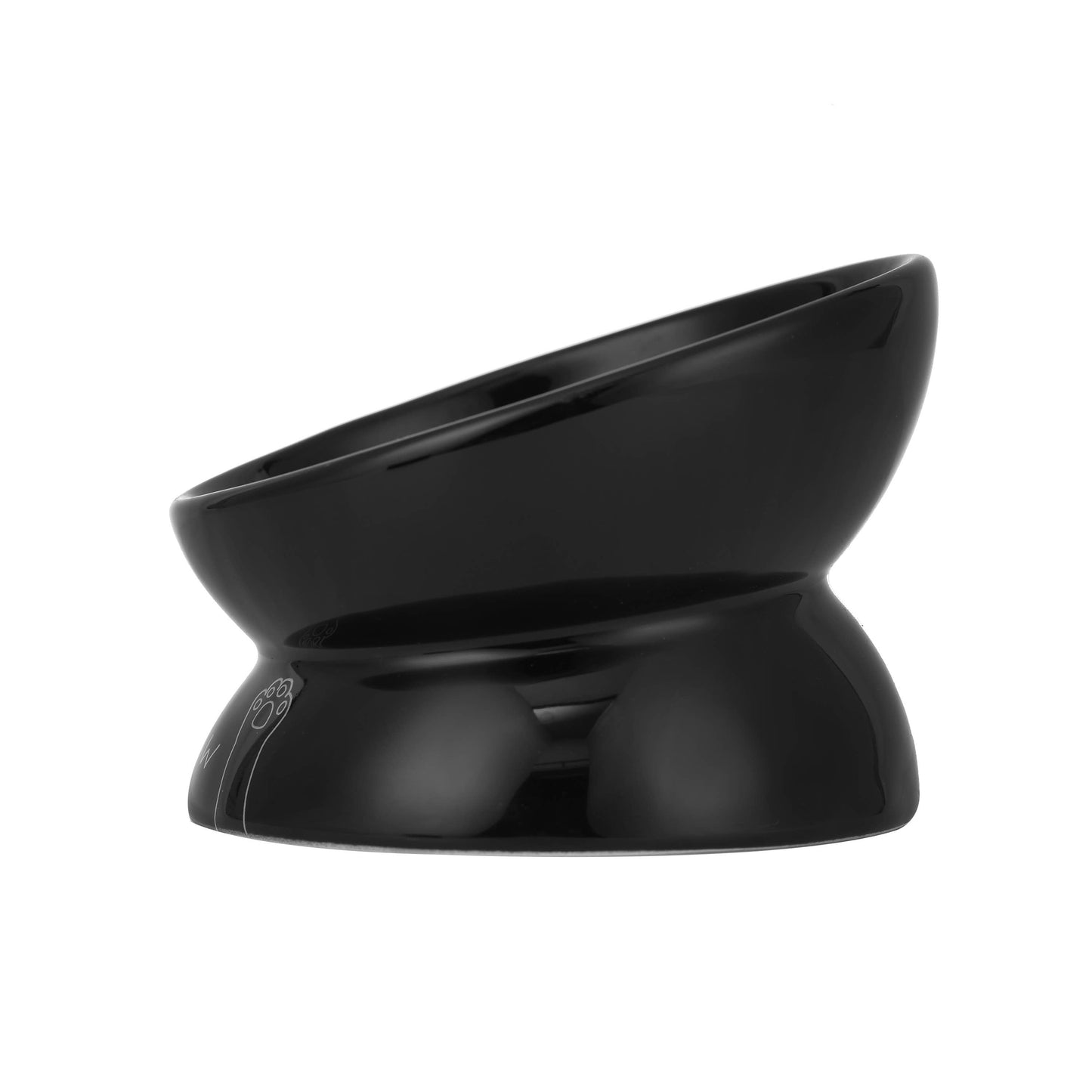 Meow Elevated Ceramic Cat Dish - Ideal For Food Or Water: Black / Standard