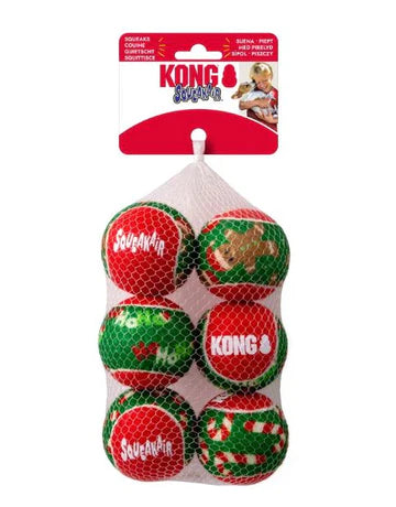KONG Holiday SqueakAir Balls Dog Toy Medium, 6 Pack