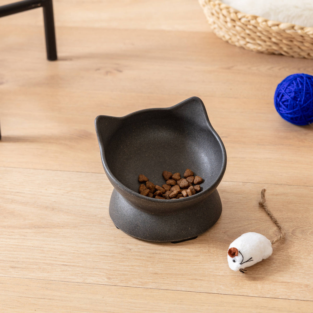 Archie Bamboo Tilt Cat Bowl: Stone Grey