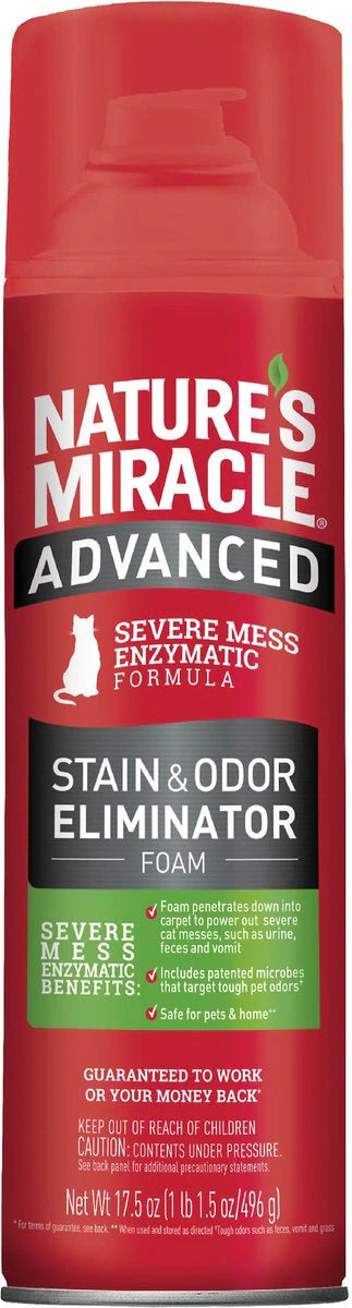 Nature's Miracle Advanced Cat Enzymatic Stain Remover & Odor Eliminator Foam, 17.5 oz bottle