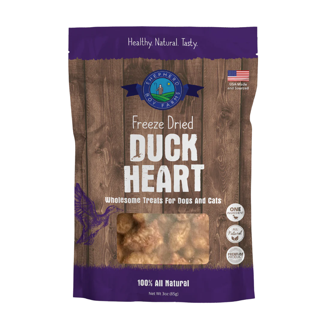 Shepherd Boy Farms Duck Heart Freeze-Dried Dog & Cat Treats