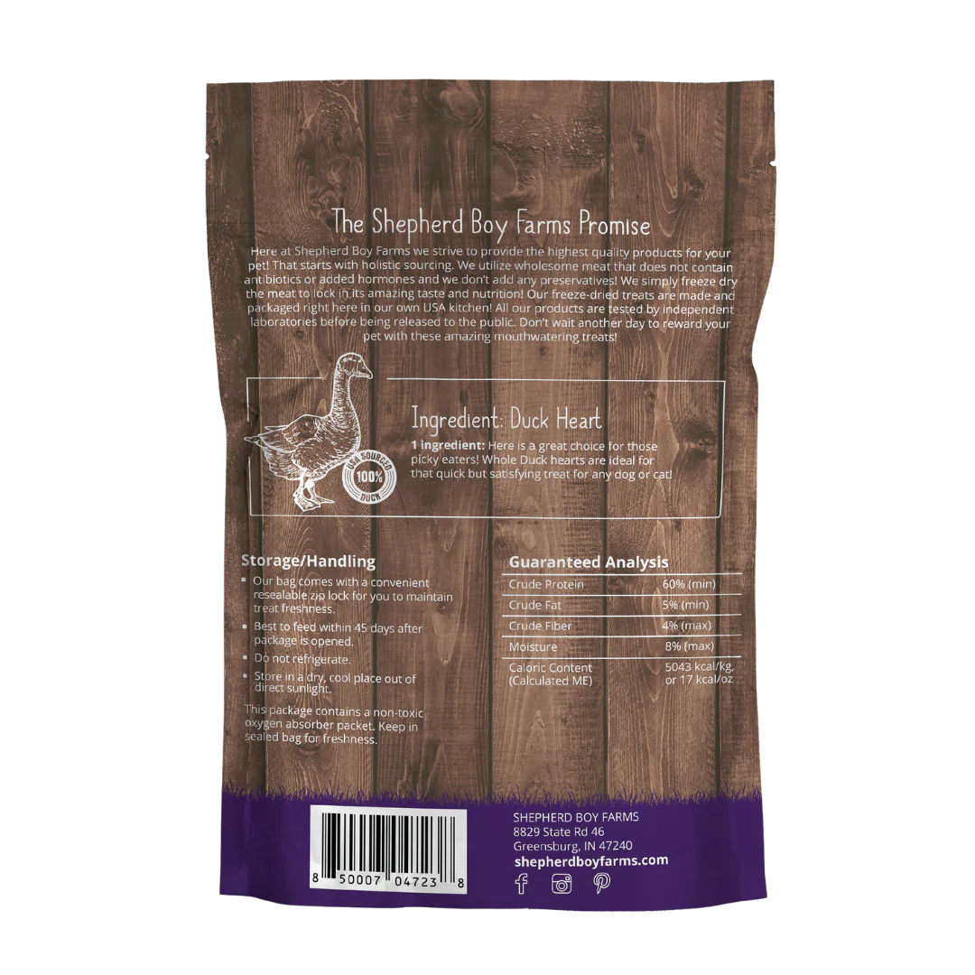 Shepherd Boy Farms Duck Heart Freeze-Dried Dog & Cat Treats