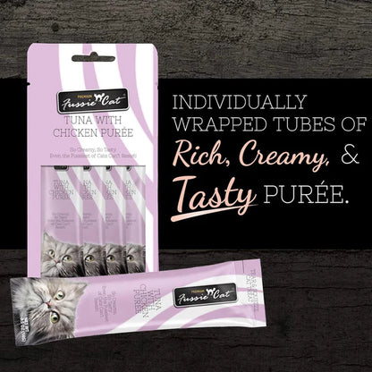 Fussie Cat Tuna with Chicken Puree Lickable Cat Treats, .5-oz x 4-Tubes