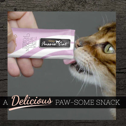 Fussie Cat Tuna with Chicken Puree Lickable Cat Treats, .5-oz x 4-Tubes