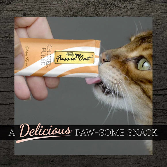 Fussie Cat Chicken Puree Lickable Cat Treats, .5-oz x 4-Tubes