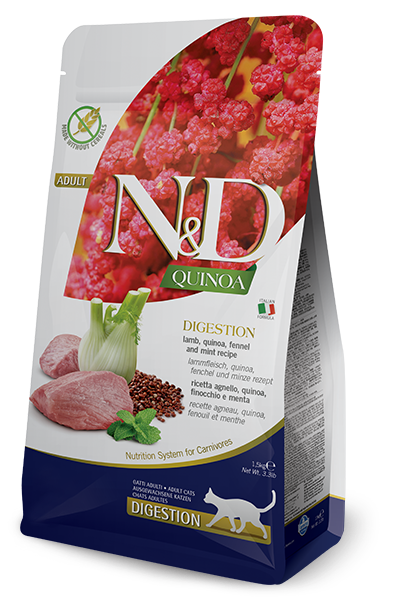 Farmina N&D Quinoa DIGESTION – Lamb, Quinoa, Fennel and Mint Recipe Dry Cat Food