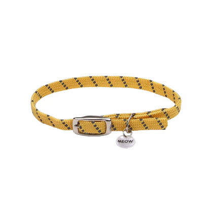 ElastaCat Reflective Safety Stretch Collar with Reflective Charm, Yellow