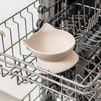 Archie Bamboo Tilt Cat Bowl: Stone Grey