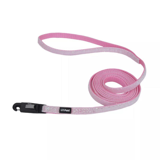 Li'l Pals Dog Leash with Glitter Overlay with E-Z Snap, Pink Sparkles