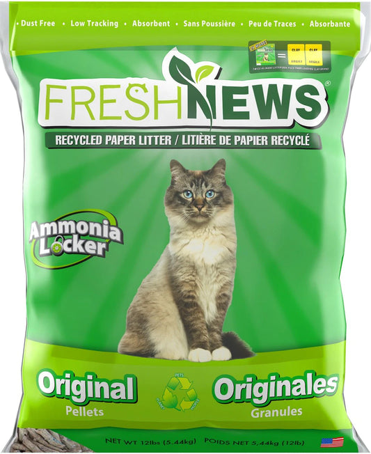 Fresh News Unscented Non-Clumping Paper Cat Litter, 12 lb