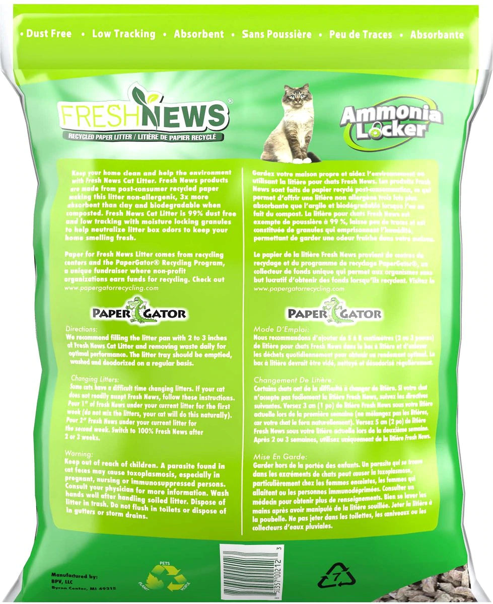 Fresh News Unscented Non-Clumping Paper Cat Litter, 12 lb