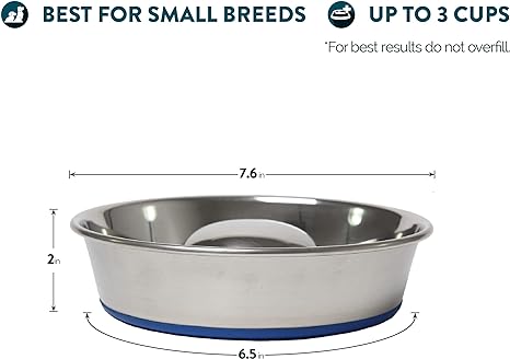 OurPets DuraPet Slow Feed Premium Stainless Steel Dog Bowl, Silver