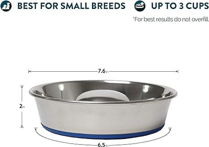 OurPets DuraPet Slow Feed Premium Stainless Steel Dog Bowl, Silver