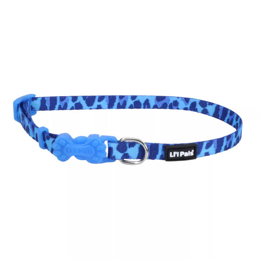 Li'l Pals Adjustable Patterned Dog Collar, Blue Leopard