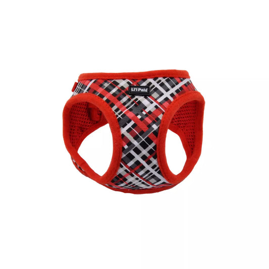 Li'l Pals Canvas Dog Harness, Red & Grey Plaid