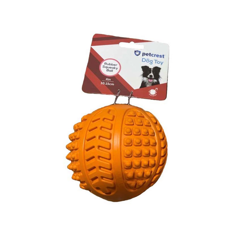 Petcrest Squeaky Rubber Ball Dog Toy, 4"