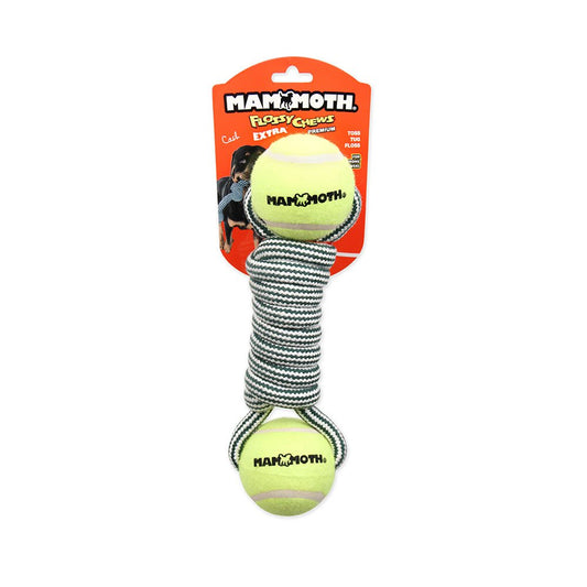 Mammoth Flossy Chews Premium Cotton Poly Color Twister Rope with Tennis Ball Dog Toy, Large