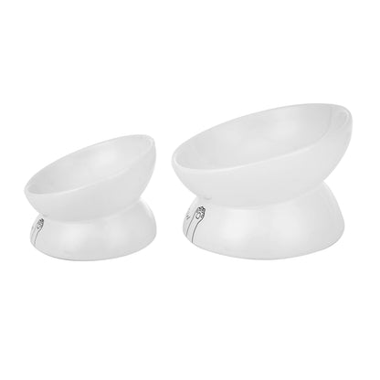 Meow Elevated Ceramic Cat Dish - Ideal For Food Or Water: White / Standard